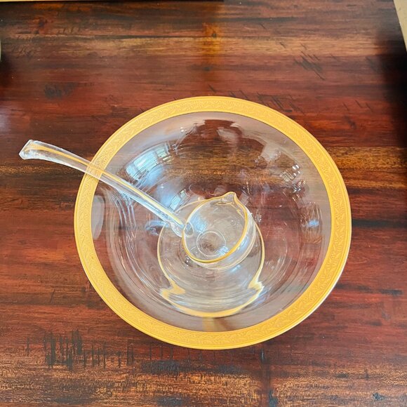 Vintage Gold Rimmed Compote Nut Candy Dish w/ Ladle Cottagecore Traditional MCM - Picture 2 of 10